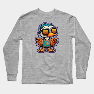 Retro Ruddy Duck Sunglasses Cartoon Art Print Long Sleeve T-Shirt